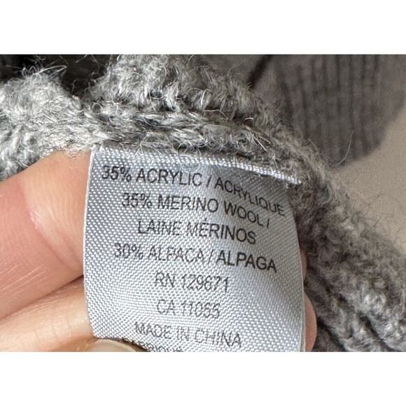 360 Sweater Size Medium Long Wool Alpaca Blend Gray Sweater Open Cardigan Boho - Picture 6 of 10